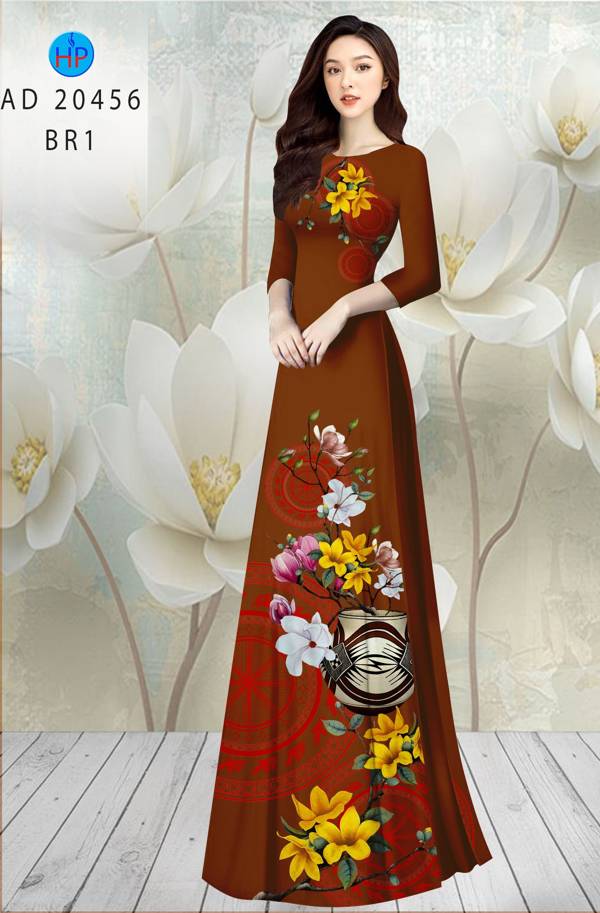 Vải Áo Dài Tết Hoa in 3D AD 20456 46